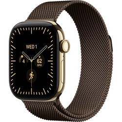 Apple Watch Series 12 42mm GPS + Cellular Radiant Gold Titanium Case with Dark Bronze Milanese Loop SM/ML