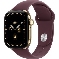 Apple Watch Series 12 42mm GPS + Cellular Radiant Gold Titanium Case with Burgundy Sport Band SM/ML