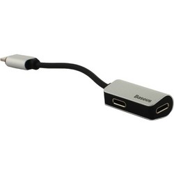 Аудио-переходник Baseus L37 IP Male to iP+iP Female Adapter (2 порта Lightning) CALL37-S1 Серебристый