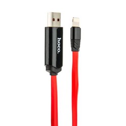 Дата-кабель USB Hoco U29 LED displayed timing Lightning (1.2 м) Красный