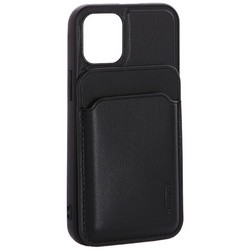 Чехол-накладка кожаный Mutural для Iphone 12 mini (5.4") с бумажником MagSafe Черный