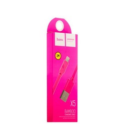 USB дата-кабель Hoco X5 Bamboo Lightning (1.0 м) Розовый