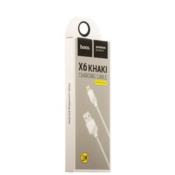 USB дата-кабель Hoco X6 Khaki Lightning (1.0 м) Белый