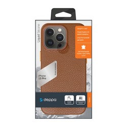 Чехол-накладка кожаная Deppa Leather Case D-88123 для iPhone 13 Pro (6.1") Коричневый
