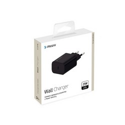 Адаптер питания Deppa USB Type-C Power Delivery 25Вт D-11376 (5В/ 3А, 9В/ 2А, 12В/ 1.5А) Черный
