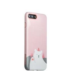 Набор iBacks Ladys 2-piece Suit - Приветствие Медведя зеркало&гребень&накладка для iPhone 8 Plus/ 7 Plus (5.5") - Розовый