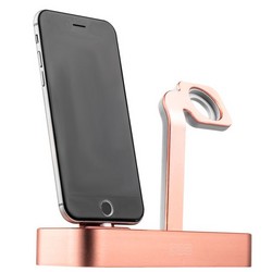Док-станция COTECi Base5 Dock для Apple Watch & iPhone X/ 8 Plus/ 8/ SE 2in1 stand CS2095-MRG Pink-gold - Розовое золото