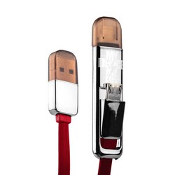 Дата-кабель USB Remax TRANSFORMERS high speed 2в1 lightning & microUSB плоский (1.0 м) красный