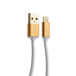 Дата-кабель USB COTECi M6 Lightning cable Aluminum series (3.0 м) - CS2077-3M-GD Белый, золотистый наконечник