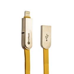 USB дата-кабель COTECi M13 FLAT series (2в1) Lightning+microUsb CS2120-YL (1.0 м) желтый
