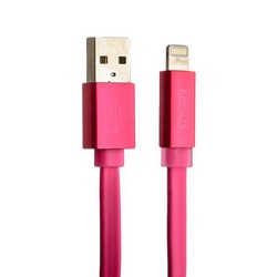 Дата-кабель USB COTECi R1 FLAT series Lightning+MFI+Led CS2026-PK (1.0 м) розовый