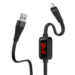 USB дата-кабель Hoco S4 Charging data cable with timing display for Lightning с дисплеем 1.2м Черный