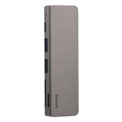 Переходник Baseus Harmonica HUB Adapter 5в1 (CAHUB-KOG) Type-C to USB3.0x2/ SD/ TF/ Type-C PD для MacBook Графитовый