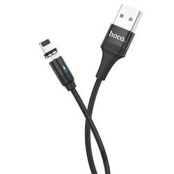 Дата-кабель USB Hoco U76 Magnetic charging data cable for Lightning (1.2м) (2.4A) Черный