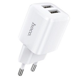 Адаптер питания Hoco N8 Briar dual port charger Apple&Android (2USB: 5V max 2.4A) Белый