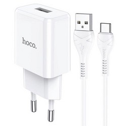 Адаптер питания Hoco N9 Especial single port charger с кабелем Type-C (USB: 5V max 2.1A) Белый