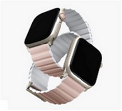 Ремешок силиконовый Uniq REVIX Premium для Apple Watch 49/45/44/42MM, цвет розовый/белый (BLUSH PINK/WHITE)