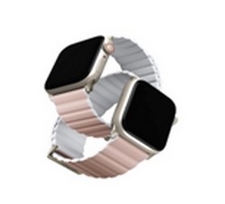 Ремешок силиконовый Uniq REVIX Premium для Apple Watch 41/40/38, цвет розовый/белый (BLUSH PINK/WHITE)