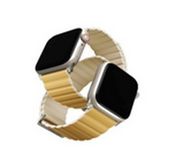 Ремешок силиконовый Uniq REVIX Premium для Apple Watch 41/40/38, цвет желтый/слоновая кость (CANARY YELLOW/IVORY)