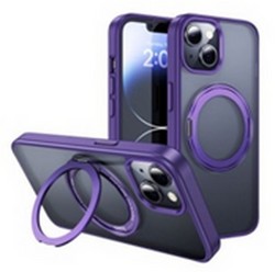 Чехол пластиковый Hoco AS1 Rotating magnetic case для iPhone 15 Pro Max (6.7") с магнитным кольцом 2.0mm Фиолетовый