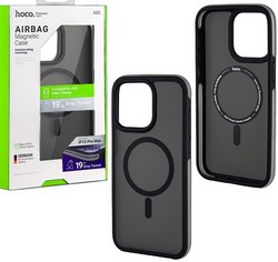 Чехол пластиковый Hoco AS5 19ft anti-fall flexible airbag magnetic case для iPhone 15 Pro (6.1") PC+TPU 2.0mm Черный