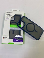 Чехол пластиковый Hoco AS5 19ft anti-fall flexible airbag magnetic case для iPhone 15 (6.1") PC+TPU 2.0mm Синий