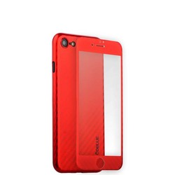Чехол-накладка карбоновая Coblue 4D Glass & Carbon Case (2в1) для iPhone SE (2020г.)/ 8/ 7 (4.7) Красный