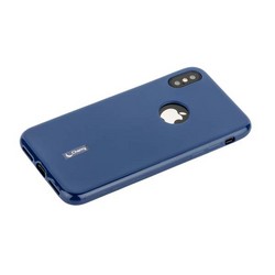 Чехол-накладка силиконовый Cherry матовый 0.4mm & пленка для iPhone XS/ X (5.8") Синий