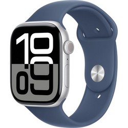 Apple Watch Series 10 GPS 46mm Silver Aluminum S/M/L Denim Sport Band