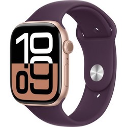 Apple Watch Series 10 GPS 46mm Rose Gold Aluminum S/M/L Plum Sport Band