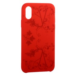 Чехол-накладка силиконовый Silicone Cover для iPhone XS/ X (5.8") Узор Красный