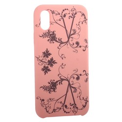 Чехол-накладка силиконовый Silicone Cover для iPhone XS/ X (5.8") Узор Розовый