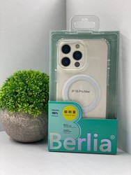 Чехол пластиковый с силиконовыми бортами Berlia magnetic case iPhone 16 Pro Max (6.9&quot;) прозрачный