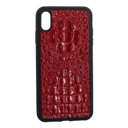 Накладка кожаная Vorson под крокодила для iPhone XS Max (6.5") силиконовый борт Красная