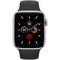 Apple Watch Series 5 Cellular 44mm Silver Aluminum Case with Black Sport Band - фото 22591