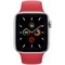 Apple Watch Series 5 Cellular 44mm Silver Aluminum Case with Red Sport Band - фото 22592