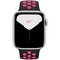 Apple Watch Nike Series 5 Cellular 44mm Silver Aluminum Case with Black/Pink Blast Nike Sport Band - фото 23183