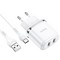 Адаптер питания Hoco N4 Aspiring dual port charger с кабелем Type-C (2USB: 5V max 2.4A) Белый - фото 53180