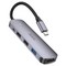 Переходник Hoco HB27 Type-C multifunction adapter PD, USB3.0, 2хUSB2.0, HDMI, 4К при 30 Гц, 60W, для MacBook Графитовый - фото 55171