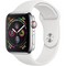 Apple Watch Series 4 44mm Stainless Steel Case with White Sport Band LTE - фото 7389